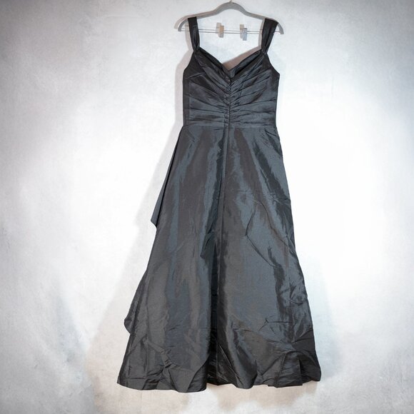 Bill Levkoff Formal Gown Prom Dress Tissue Taffeta Chiffon Long Black Size 12 - Picture 7 of 12